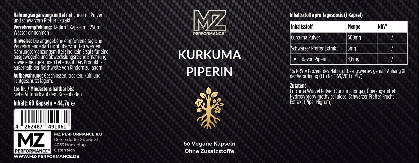 Kurkuma - Piperin - 60 Kapseln
