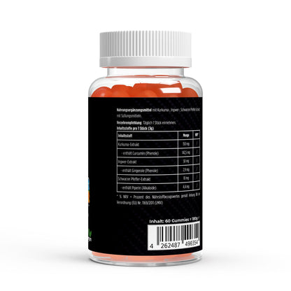 Kurkuma + Ingwer + Schwarzer Pfeffer Gummies - 60 Stk.