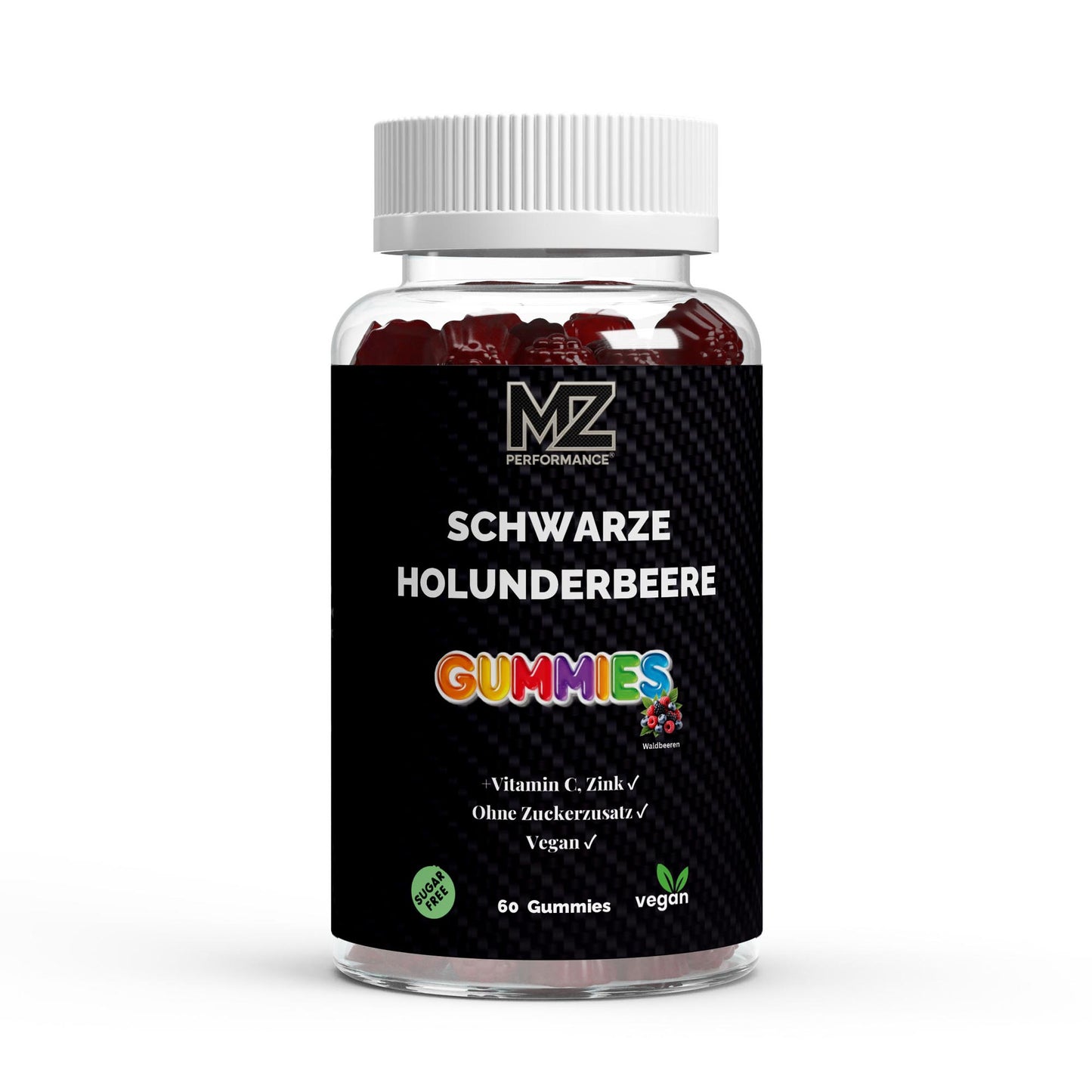 Schwarze Holunderbeere + Vitamin C + Zink Gummies - 60 Stk.