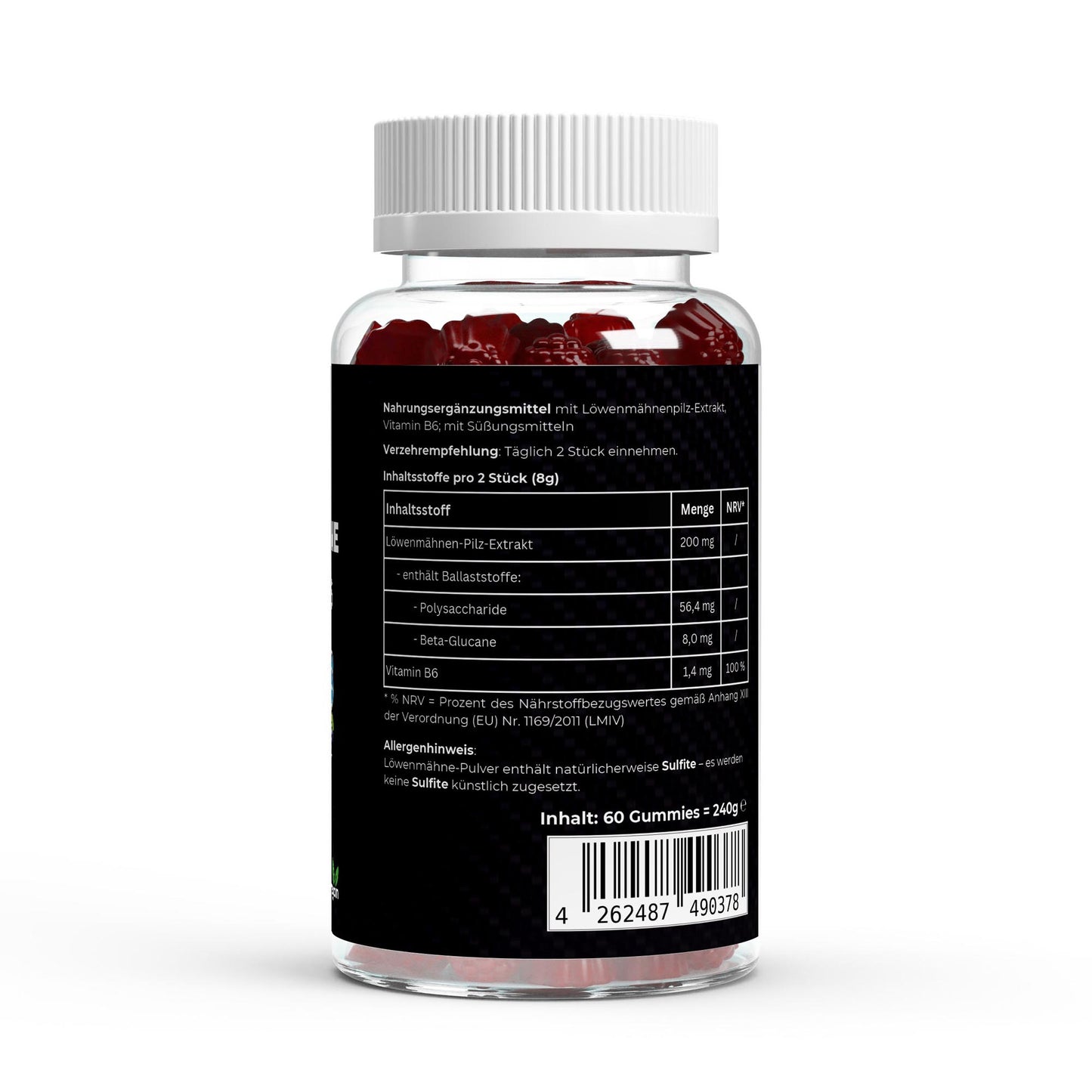 Löwenmähne + Vitamin B6 Gummies - 60 Stk.