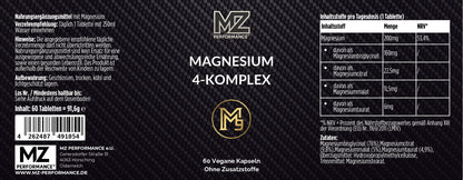 Magnesium 4-Komplex - 60 Tabletten - hohe Bioverfügbarkeit