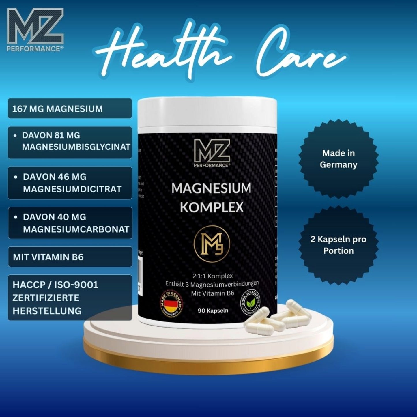Magnesium Komplex + Vitamin B6 - 90 Kapseln
