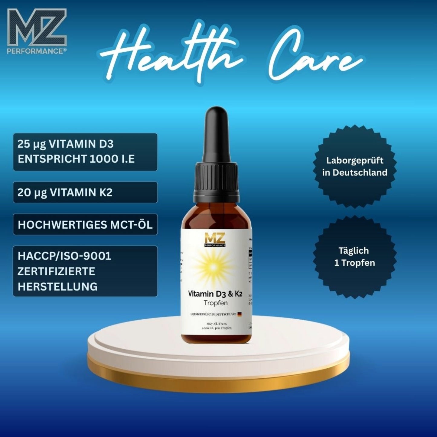 Vitamin D3 + K2 - 1.700 Tropfen (1.000 I.E.) - 50ml