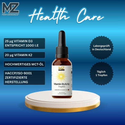 Vitamin D3 + K2 - 1.700 Tropfen (1.000 I.E.) - 50ml