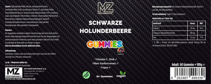 Schwarze Holunderbeere + Vitamin C + Zink Gummies - 60 Stk.