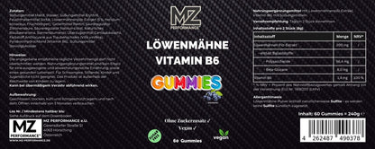 Löwenmähne + Vitamin B6 Gummies - 60 Stk.