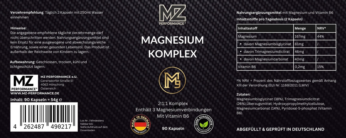 Magnesium Komplex + Vitamin B6 - 90 Kapseln