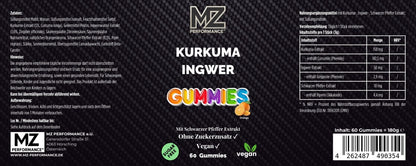Kurkuma + Ingwer + Schwarzer Pfeffer Gummies - 60 Stk.
