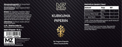 Kurkuma - Piperin - 60 Kapseln
