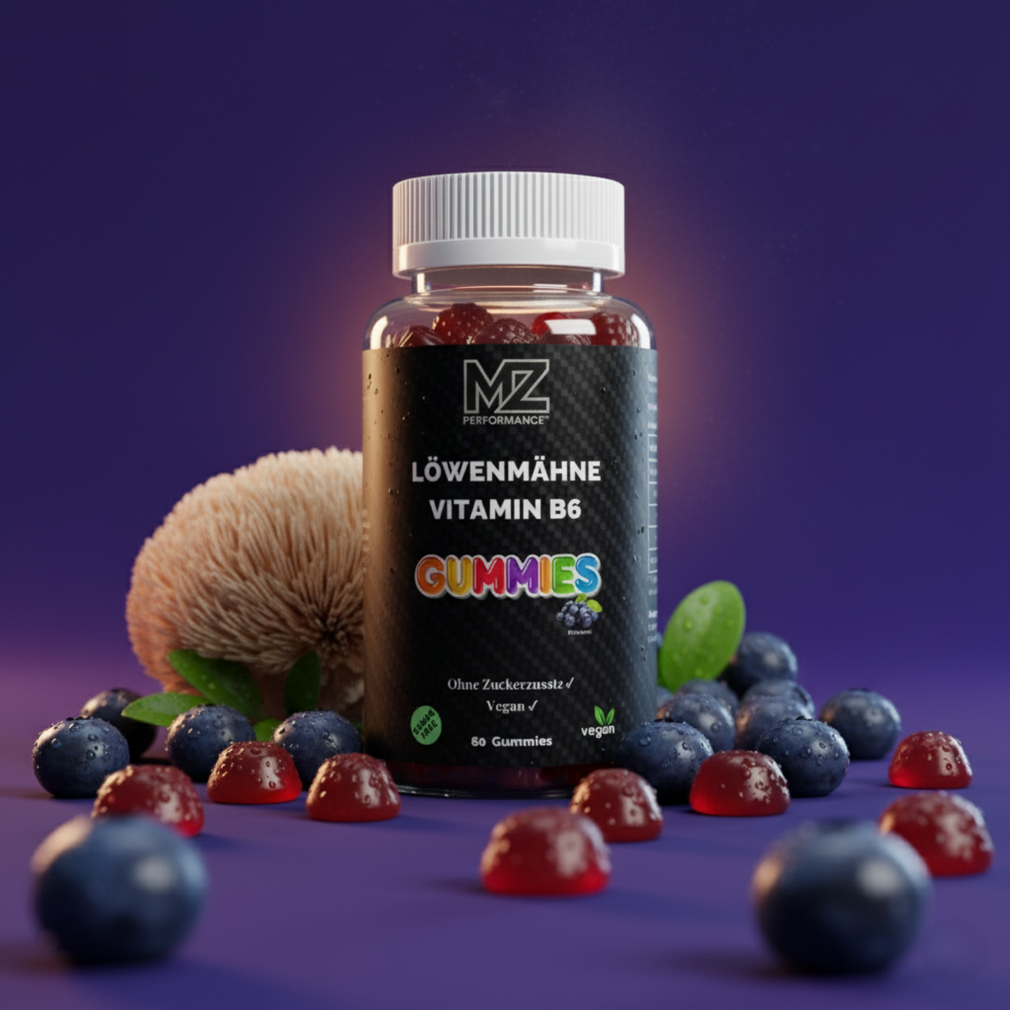 Löwenmähne + Vitamin B6 Gummies - 60 Stk.