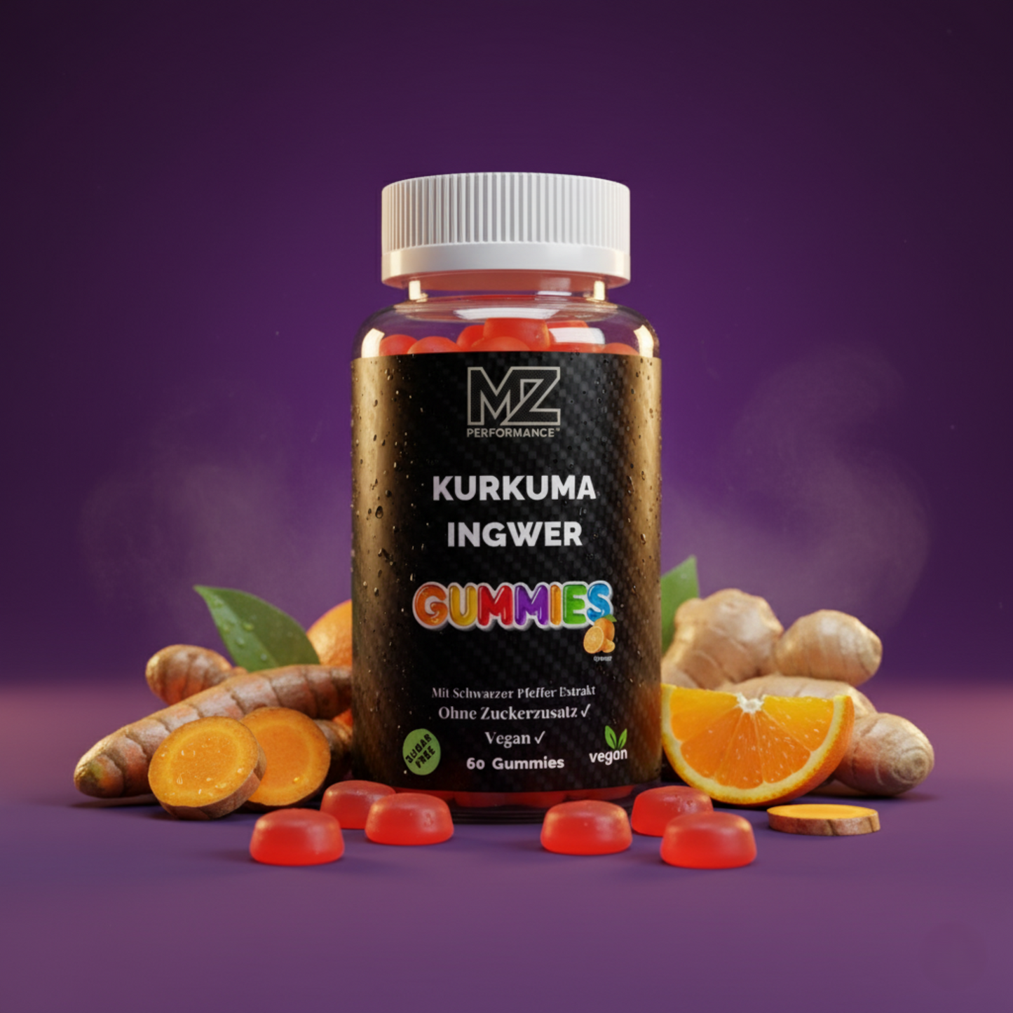 Kurkuma + Ingwer + Schwarzer Pfeffer Gummies - 60 Stk.
